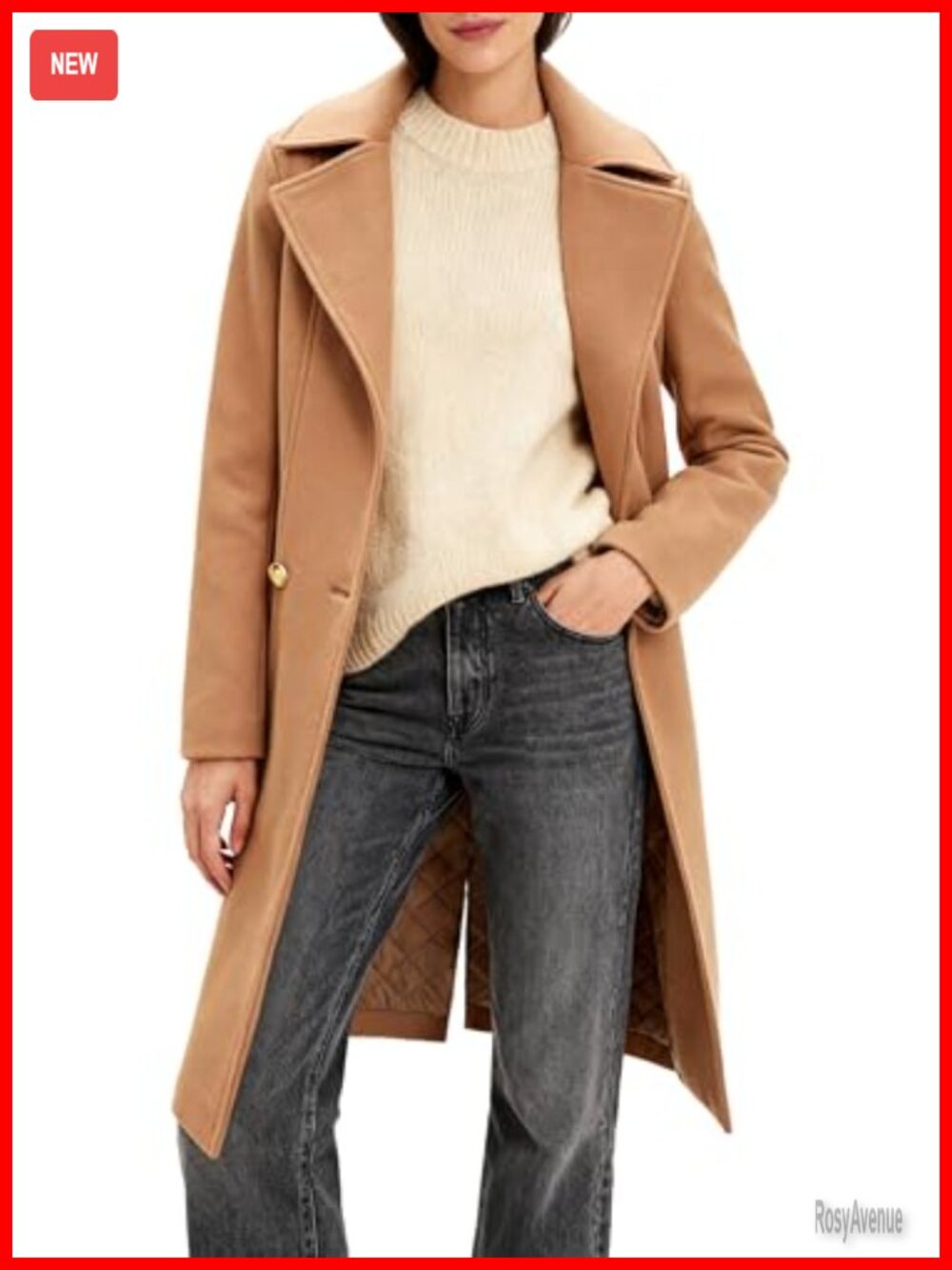 Women's Long Notch Lapel Double-Breasted Peacoat Casual Fall Winter Overcoat